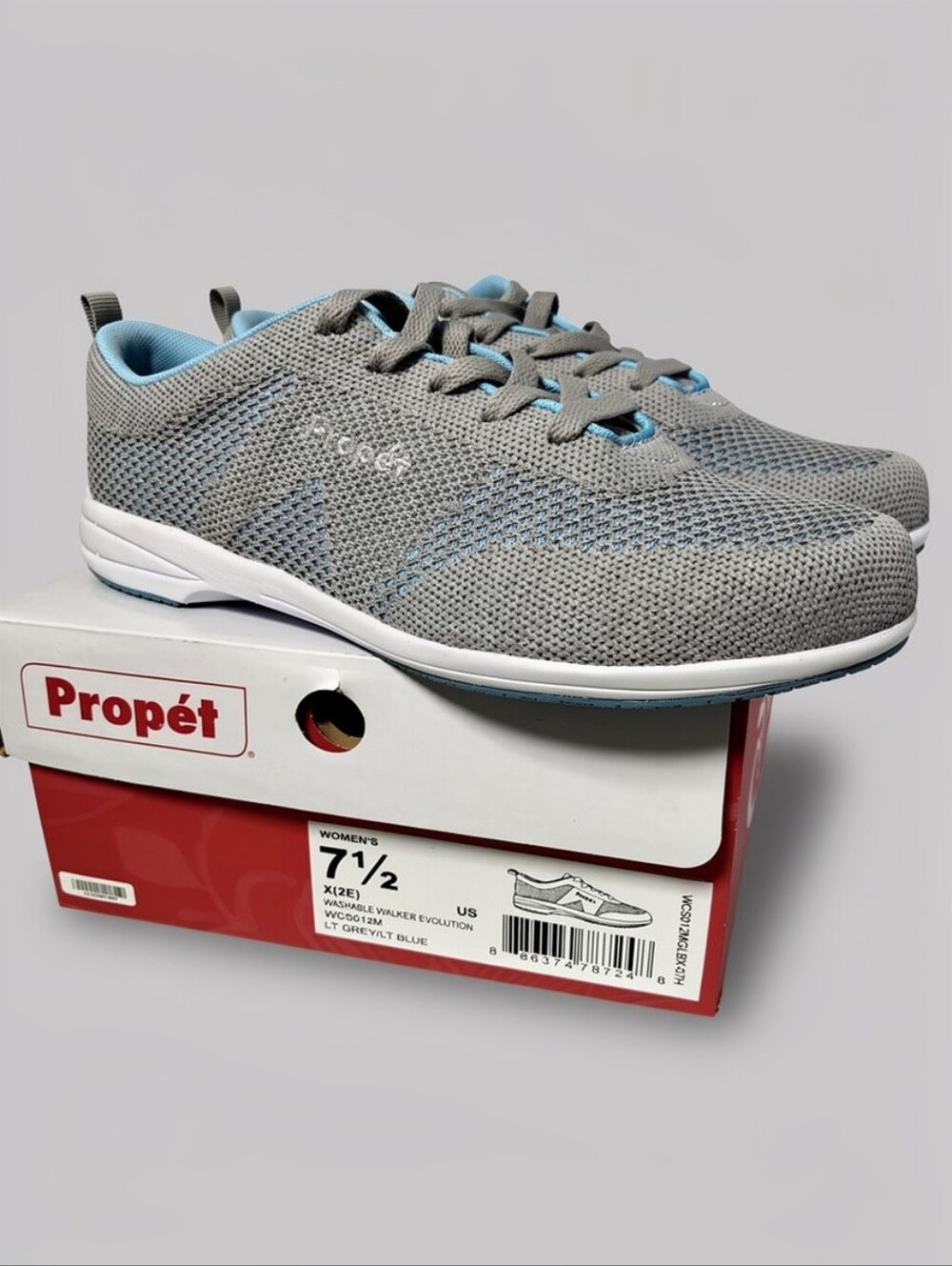 Propet Women's Walking Sneakers Size 7.5 -2E Extra Wide Grey/ Blue New